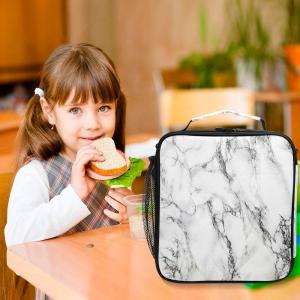 China Portable Lightweight Reusable Marble Insulated Lunch Tote Bag factory