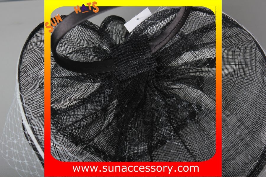 0918 hot sale fashion sinamay fascinators hats and caps with veil ,Fancy Sinamay fascinator from Sun Accessory
