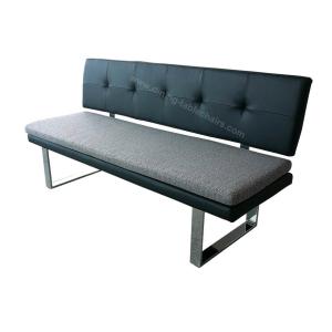 Backrest Upholstered Dining Bench High Density Sponge Chrome Plated Leg