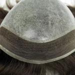 Mens Toupee French Lace Front Hairpieces Poly Skin PU HumanHair Systems for Men