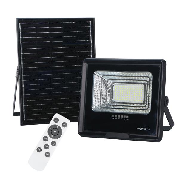 100w Solar LED Flood Light black 170lm/w ABS housing high brightness garden