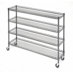 China OEM Supermarket 4 Tier Metal Rolling Cart With Wheels And Baskets factory