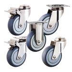 4 Inch 304SS Soft TPR Double Brake Medium Duty Stainless Steel Castor Wheels