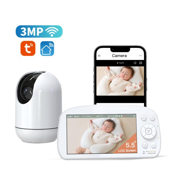 China 5.5 Inch WiFi Video Baby Monitor 1080P Baby Phone Two Way Audio Motion Detection App For Newborn factory