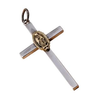China Womens Men Sterling 925 Silver Golden Tone Retro Cross Pendant Necklace (053542) factory