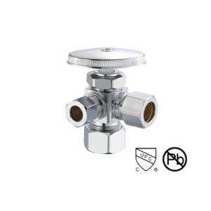 China 15mm Solder Brass 3 Way Angle Stop Valve 1/2 Inch Female / Male Thread factory