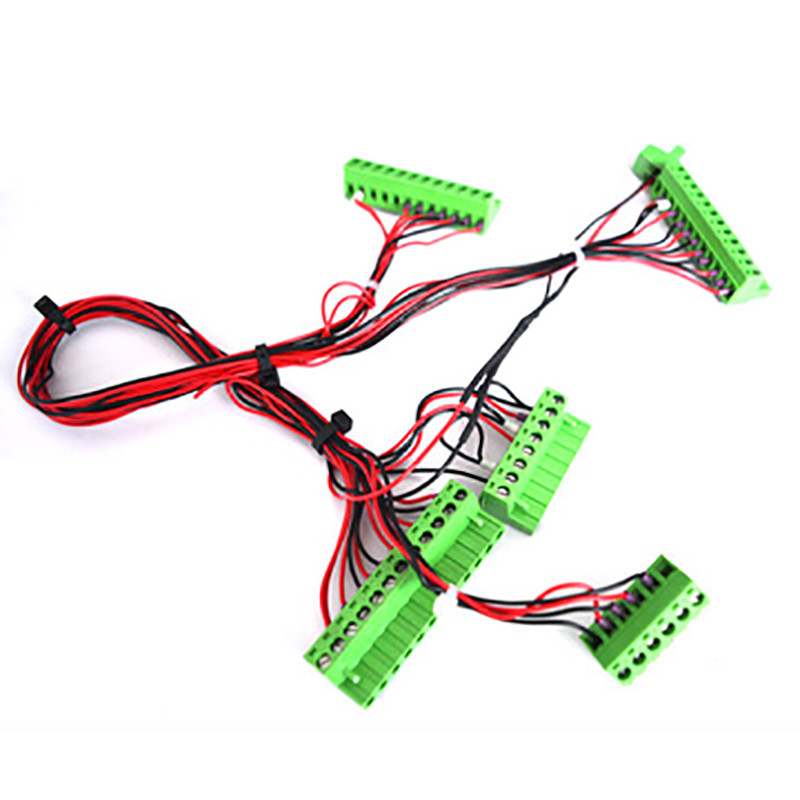 770mm Green Terminal Block Wire Harness Cable Cold Pressed 90 Degree