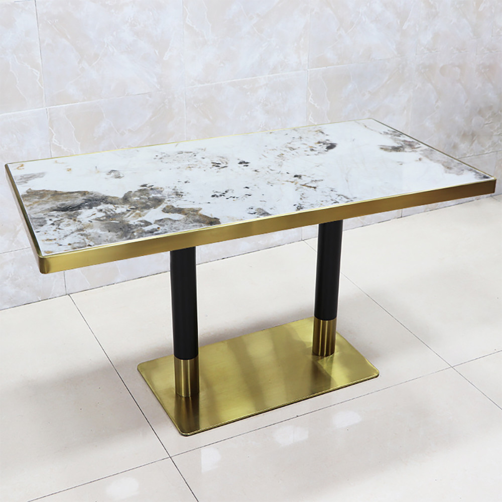 Square Marble Top Stainless Steel Negotiating Table for Hotels