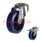 Bolt Hole Swivel Industrial Style Caster Wheels 125mm 5 Inch Blue