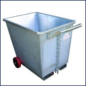 China 350kg Low Profile Dump Hopper Forklift Attachment Metal Self Dumping Hoppers factory
