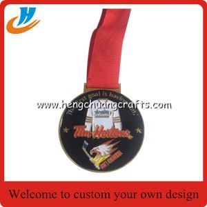 China Zinc alloy sports medal,50mm football medals for match with ribbon factory
