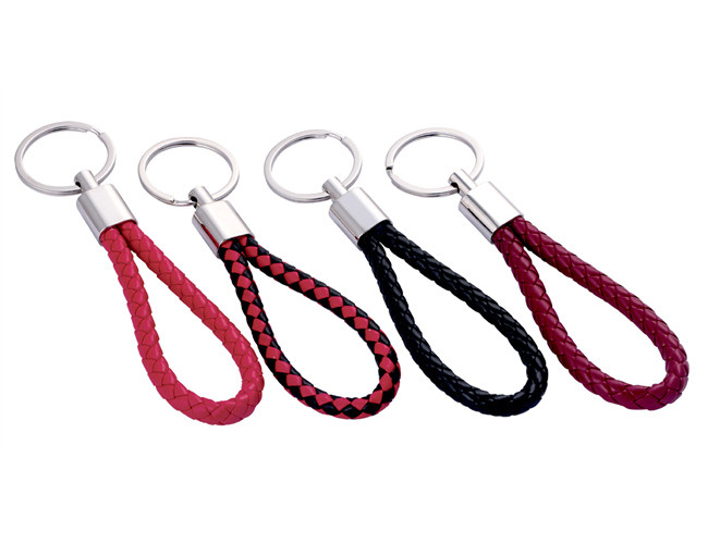 Zinc Alloy PU Leather Key Chains UV Printing Leather Key Ring Holder