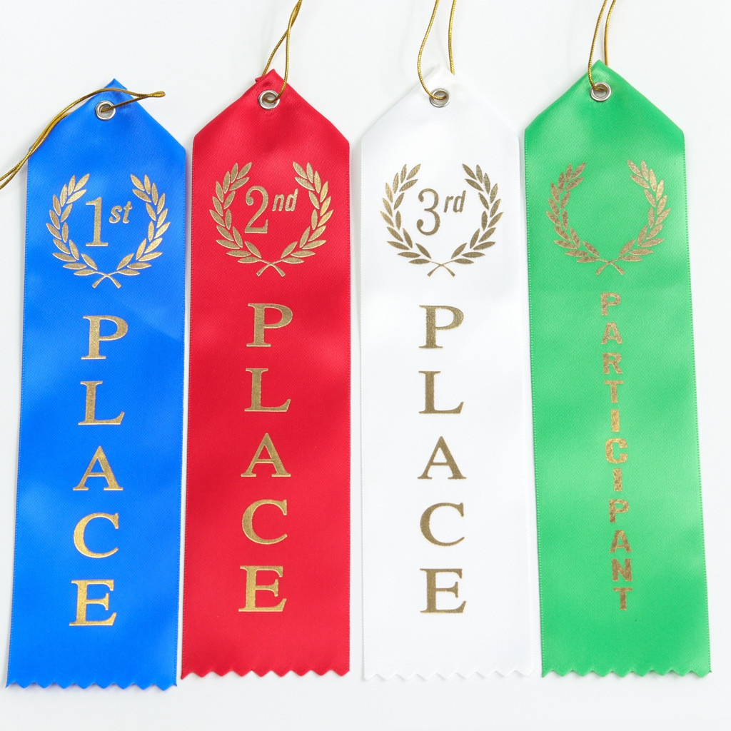 China Blue Green Medal Award Ribbon Polyester Satin Custom Medal Ribbons on sale