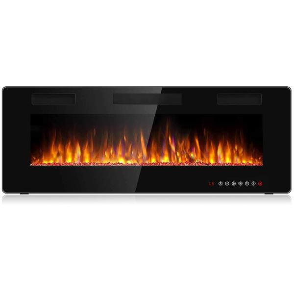 Wall Mounted Electric Fireplace 12 Flame Color Options and Remote Control