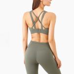 4 Colors Cross Back Padded Sexy Yoga Sports Bra Women Breathable Four Way