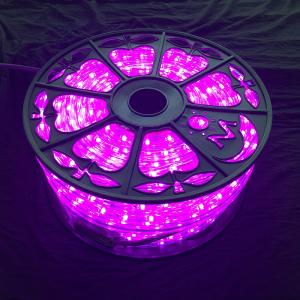 China Pink color 12v/24v/110/220v wide range voltage high quality Christmas 50/100M roll decorating LED rope light CE ROHS ETL factory