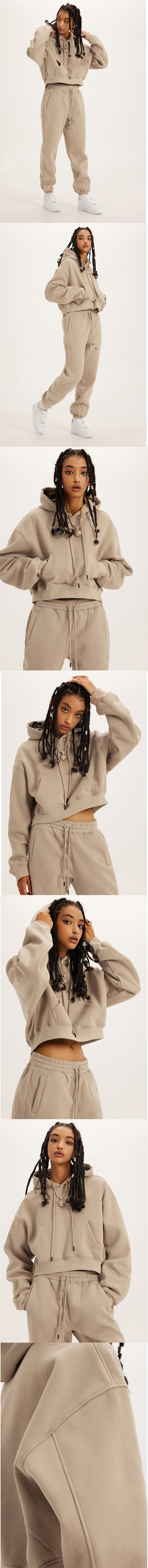 Custom Women Oversized Sweatshirt Training Wear Joggers Suits Set Tracksuits Jogging Sudadera Cropped Hoodies Customized