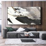 Canvas Support 100% Hand Made Nordic Black White Gray Custom Hand Painted