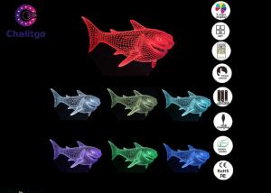 China 7 Colors RGB Shark Gifts 3D LED Illusion Lamps For Girls Bedroom factory