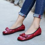 S239 2020 Gradient Polished Handmade Leather Women's Shoes Square Toe Velcro
