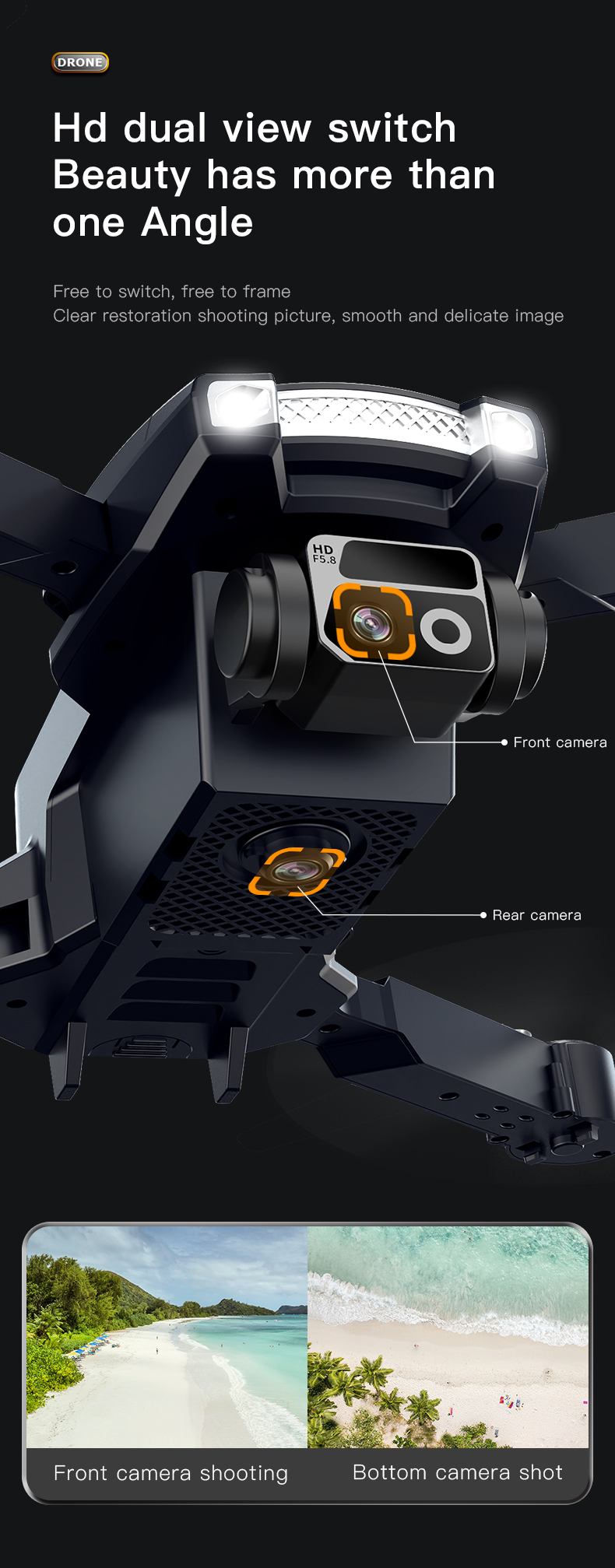 Js26 Foldable Entertainment Drones Beginner Operator Skill Level Optical Flow and One Key Takeoff / Landing for Hiking