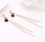 Fashion Jewelry Stainless Steel Tassel Earrings for Women Rose Gold Color