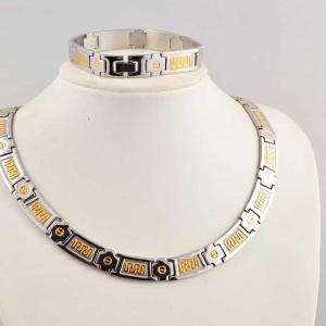 China US Europe Fashion 316L Stainless Steel Bracelet With Matched Necklace Jewelry Set CQS75 factory