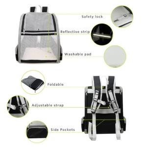 Pet backpack with blinds, suitable for small cats and dogs. It features a