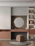Modern Walnut Hotel Room Wardrobe With Dresser All In One