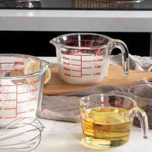 High Borosilicate Glass Measuring Cup Set with 250ml, 500ml, 1000ml Capacity and