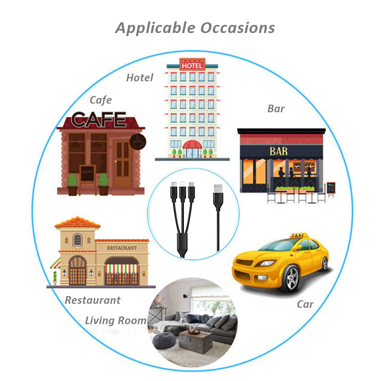 Durable 3 In 1 Multifunctional USB Cable OD 3.5mm
