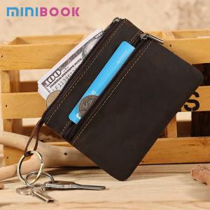 China Daily Business Genuine Leather Mini Coin Purse Keychains Money Bag Men Key Pouch Credit Card Holder Wallet factory