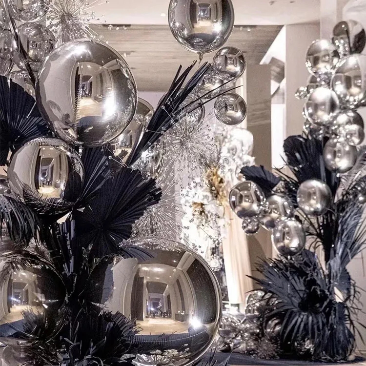 Home Decoration 100CM Laser Silver PVC Ball Hanging Material Clear Christmas Disco Mirror Balls