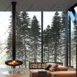 Household Fire Place Recessed Wood Burning Fire Pits Wall Mounted