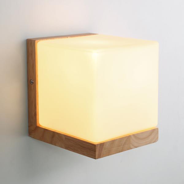 Modern Oak Wood Cube Sugar Shade Wall Lamp Bedroom Wooden cube wall light (WH-OR-126)