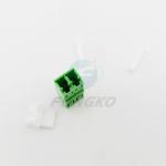 LC APC Duplex Plastic Buckle Optic Fiber Adapter With Metal Shrapnel Flangeless