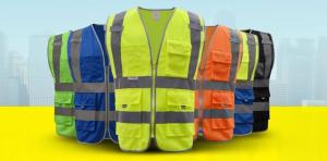 China High visibility workwear safety vest with pockets reflective vest factory