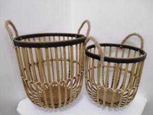 China Brown Round Vintage Bamboo Basket Set factory
