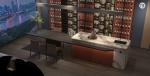 Stainless Steel Living Room Wine Cabinet With Dual-Tone Marble And Glass Back