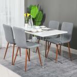 Fabric Cushion Upholstered Kitchen Chairs Seat Back Brown Metal Legs For Kitchen