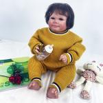 Unisex stripe knitted baby clothes set long sleeve knit baby sweater