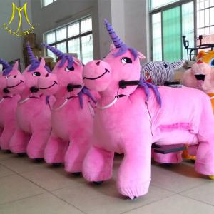 China Hansel birthday parties indoor ride kids plush motorized unicorn zoo riders factory