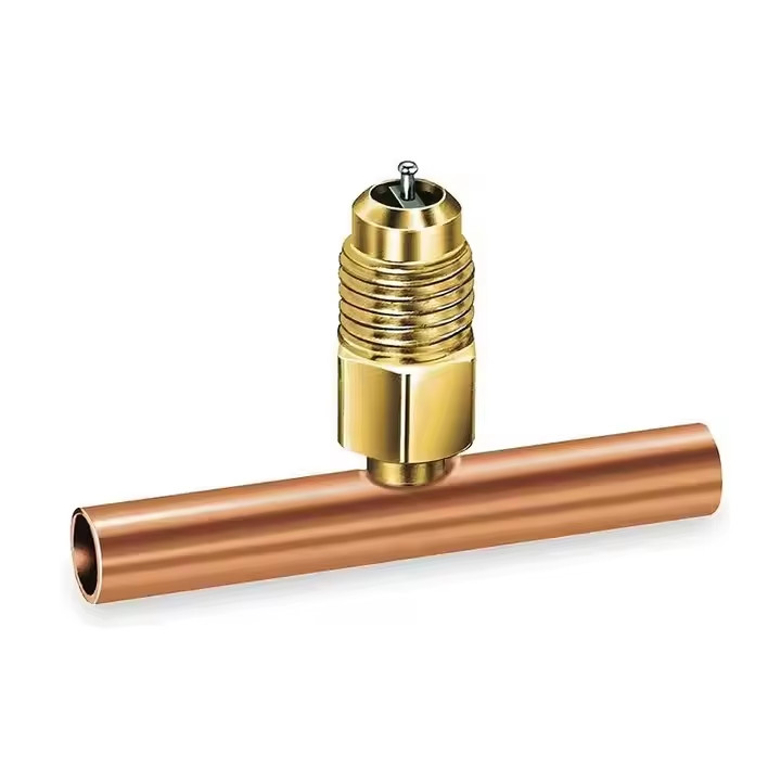 Deep Vacuum Pump Manifold Refrigeration Gauge Copper Solder Tee Fitting With Access Valves In Condition