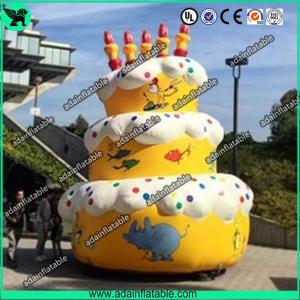China 5m Advertising Inflatable Birthday Cake Model With Custom Logo Printing factory