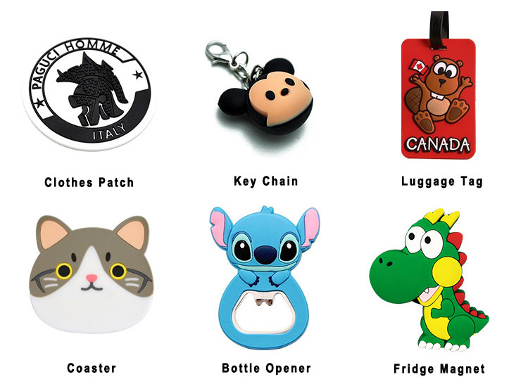 Silicone Velcro Custom 3D PVC Patches , Brand Name Logo Patches For Clothes Bags