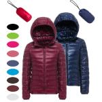Custom high quality stand collar ultralight foldable 90% duck down women jacket
