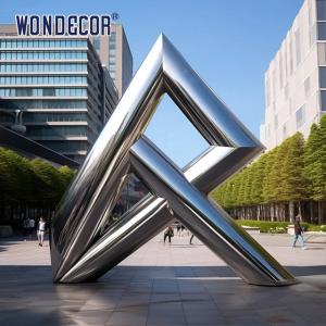 China Large outdoor park forging metal modern geometric triangular stainless steel sculpture factory