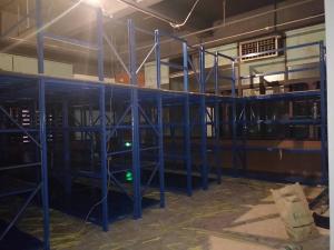 China Heavy Duty Metal Storage Shelves With Mezzanine Floor Blue Color Capacity 300kg factory