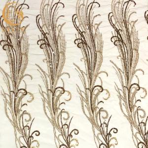 China 3D Embroidered Bridal Beaded Lace Fabric 140Cm Width For Women Wear factory