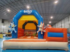 China Puncture Resistant Childrens Bouncy Castle With Slide Dogs Cartoon Theme factory